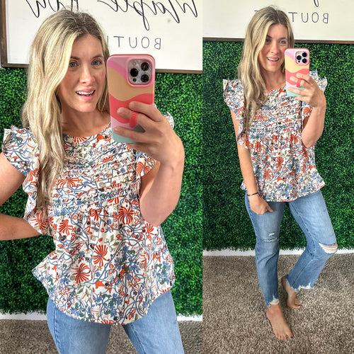 Something Peaceful Flutter Sleeve Blouse - Maple Row Boutique 