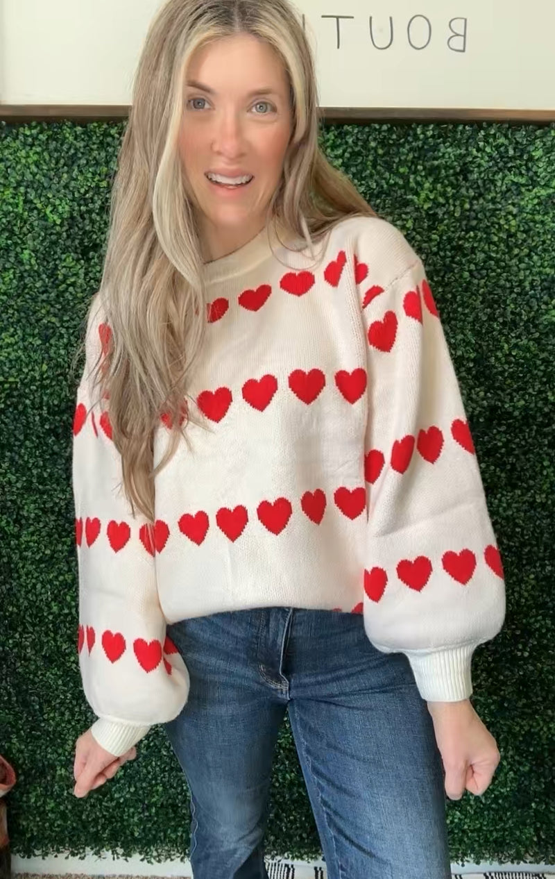 Heart to Heart Crewneck Sweater - Maple Row Boutique