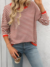 Mandy Striped Round Neck Long Sleeve Sweater - Maple Row Boutique 