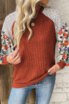 Printed Round Neck Long Sleeve Top - Maple Row Boutique 