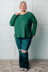 Simple Silhouette Brushed Hacci Sweater in Dark Green - Maple Row Boutique