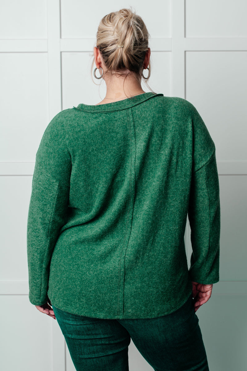 Simple Silhouette Brushed Hacci Sweater in Dark Green - Maple Row Boutique