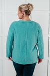 Simple Silhouette Brushed Hacci Sweater in Dusty Teal - Maple Row Boutique