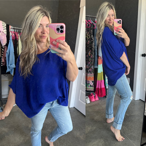 Feels Like Me Dolman Sleeve Top in Royal Blue - Maple Row Boutique 