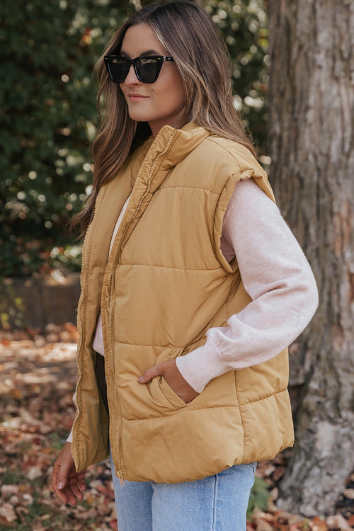 Pocketed Zip Up Vest Coat - Maple Row Boutique 