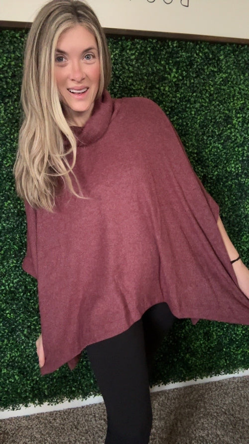 Forgive Me Cowl Neck Poncho - Maple Row Boutique