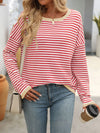 Mandy Striped Round Neck Long Sleeve Sweater - Maple Row Boutique 