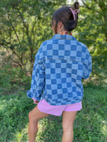 Checkered Denim Jacket - Maple Row Boutique