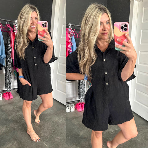 Up Early V-Neck Romper - Maple Row Boutique 