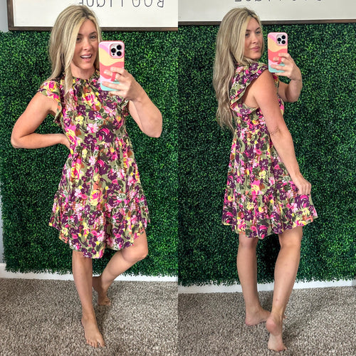Name it and Claim It Floral Dress - Maple Row Boutique 