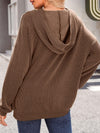 Double Take Textured Kangaroo Pocket Long Sleeve Hoodie - Maple Row Boutique 