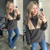 Quarter Zip Athletic Pullover In Grey & Taupe - Maple Row Boutique 