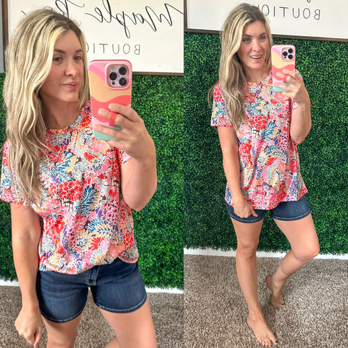 Flowers Everywhere Floral Top - Maple Row Boutique 