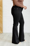 Etta High Rise Control Top Flare Jeans in Black - Maple Row Boutique 