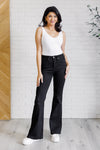 Etta High Rise Control Top Flare Jeans in Black - Maple Row Boutique 