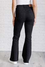 Etta High Rise Control Top Flare Jeans in Black - Maple Row Boutique 