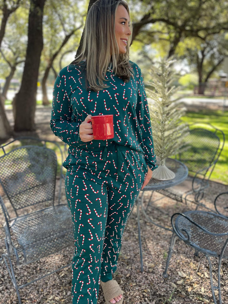 Candy Cane Pajama Pants Set - Maple Row Boutique