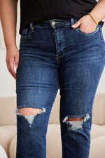 RFM Full Size Tummy Control Distressed High Waist Raw Hem Jeans - Maple Row Boutique 