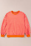 Striped Dropped Shoulder Long Sleeve Sweatshirt - Maple Row Boutique 