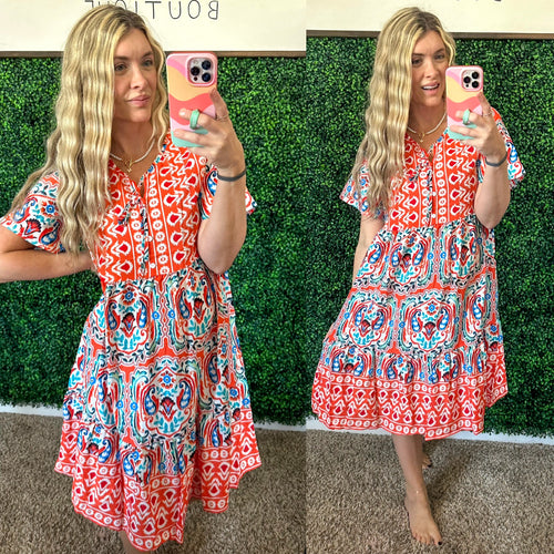 Journey On Mixed Print Dress - Maple Row Boutique 