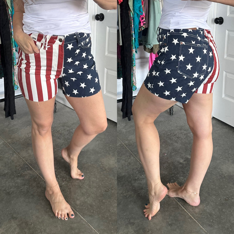 Judy Blue Flag Shorts - Maple Row Boutique 