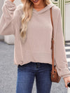 Double Take Textured Kangaroo Pocket Long Sleeve Hoodie - Maple Row Boutique 