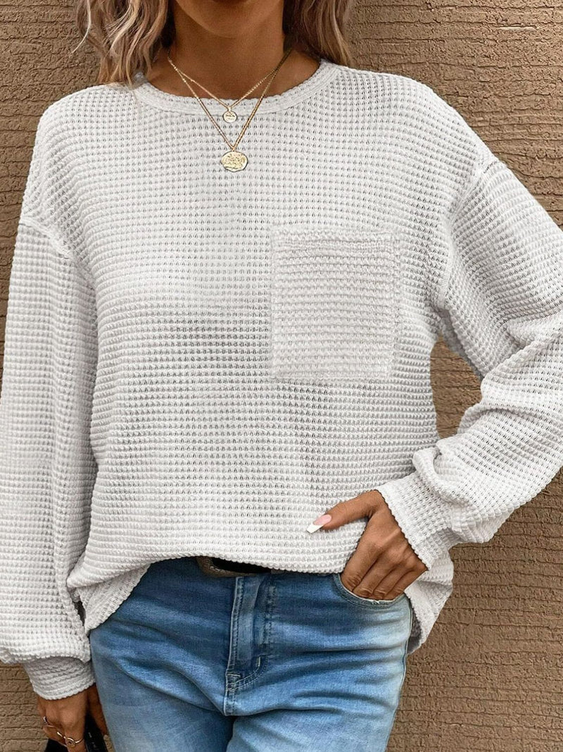 Round Neck Long Sleeve T-Shirt - Maple Row Boutique 