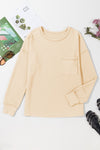 Pocketed Round Neck Long Sleeve Top - Maple Row Boutique 