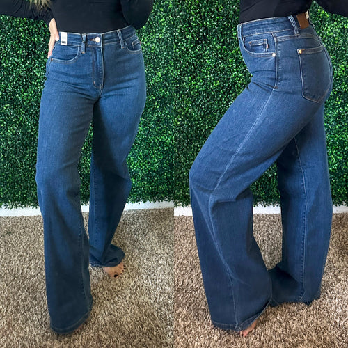 Hazel High Rise Vintage Wide Leg Jeans - Maple Row Boutique 