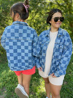 Checkered Denim Jacket - Maple Row Boutique