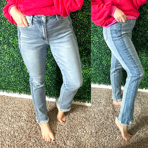 Susan High Rise Side Panel Detail Slim Jeans - Maple Row Boutique 