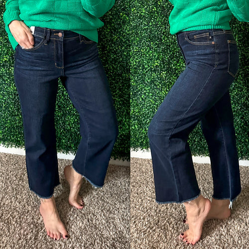 Madeline High Rise Cropped Wide Leg Jeans - Maple Row Boutique 