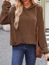 Double Take Textured Kangaroo Pocket Long Sleeve Hoodie - Maple Row Boutique 