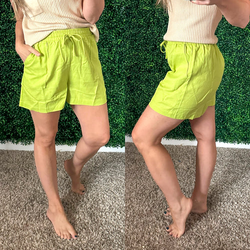 Ray of Sunshine Linen Shorts - Maple Row Boutique 