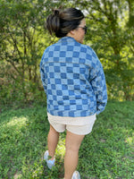 Checkered Denim Jacket - Maple Row Boutique