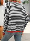 Mandy Striped Round Neck Long Sleeve Sweater - Maple Row Boutique 