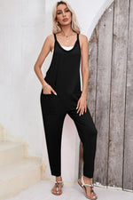 Pocketed Scoop Neck Spaghetti Strap Overalls - Maple Row Boutique 