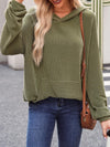 Double Take Textured Kangaroo Pocket Long Sleeve Hoodie - Maple Row Boutique 