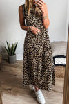 Side Slit Leopard Sleeveless Maxi Dress - Maple Row Boutique