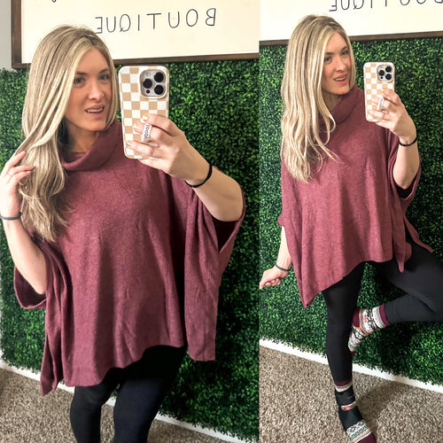 Forgive Me Cowl Neck Poncho - Maple Row Boutique