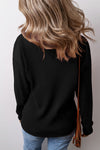 Pocketed Round Neck Long Sleeve Top - Maple Row Boutique 