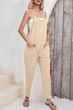 Pocketed Scoop Neck Spaghetti Strap Overalls - Maple Row Boutique 