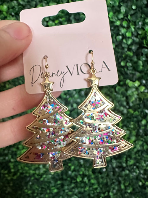 Glitter Tree Earrings - Maple Row Boutique