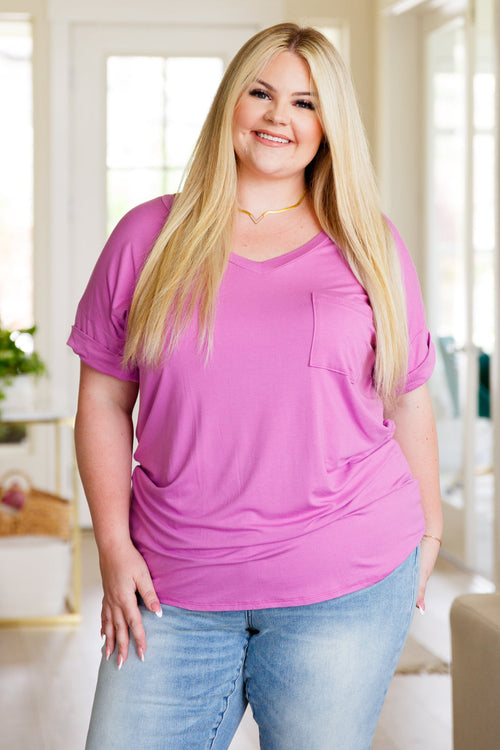 Absolute Favorite V-Neck Top in Orchid - Maple Row Boutique 