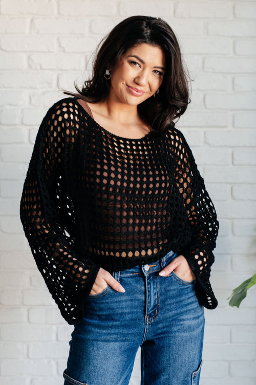 Ask Anyway Fishnet Sweater - Maple Row Boutique 