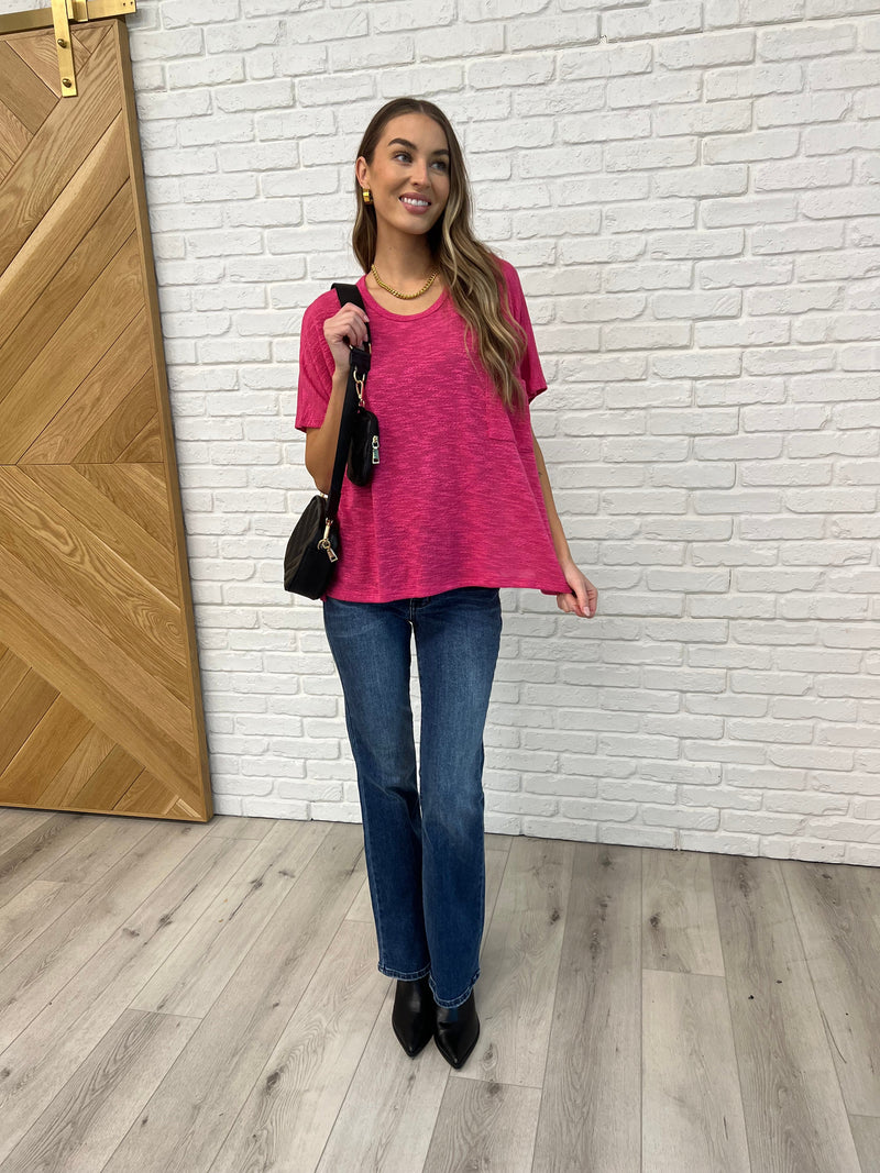 Basically Flowing Dolman Sleeve Top in Hot Pink - Maple Row Boutique