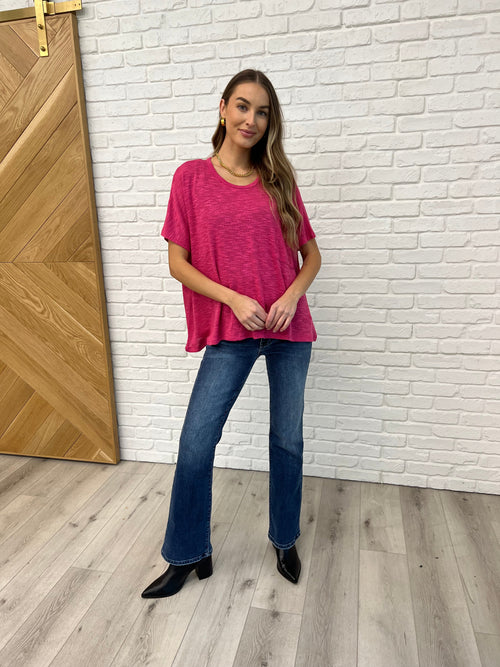 Basically Flowing Dolman Sleeve Top in Hot Pink - Maple Row Boutique