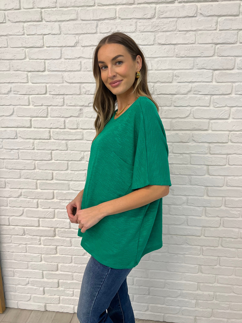 Basically Flowing Dolman Sleeve Top in Kelly Green - Maple Row Boutique