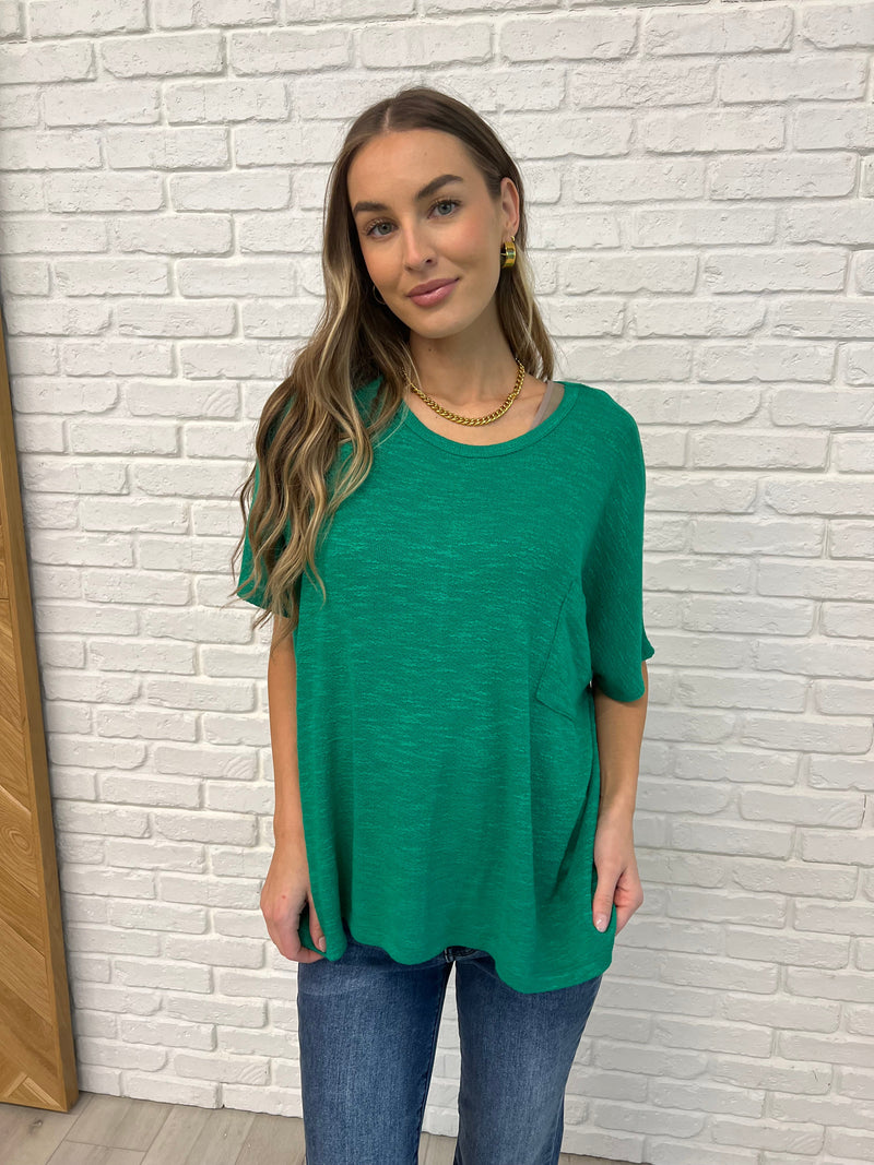 Basically Flowing Dolman Sleeve Top in Kelly Green - Maple Row Boutique