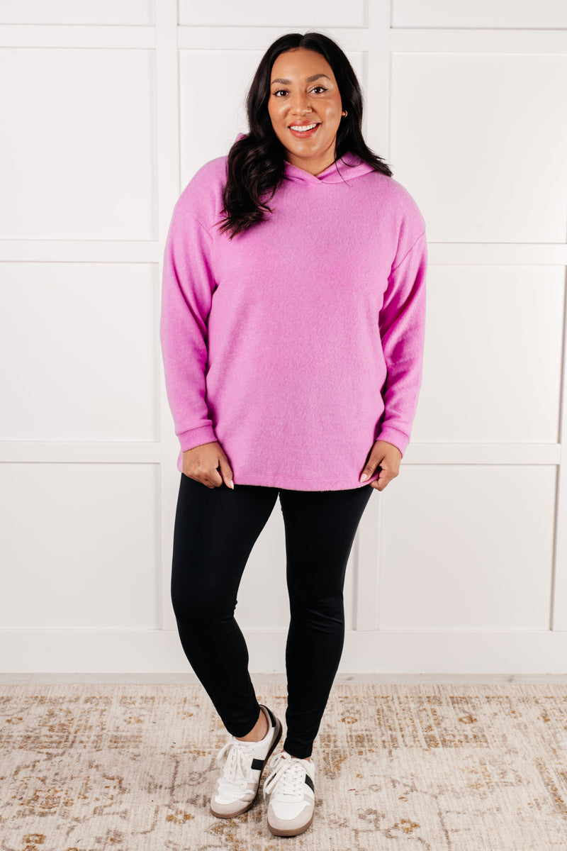 Basically My Favorite Hooded Pullover in Bright Mauve - Maple Row Boutique